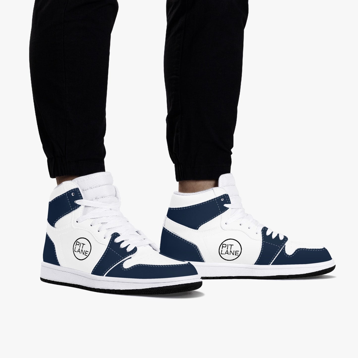 PIT LANE CLOTHING High-Top Leather Sneakers - Dark Navy