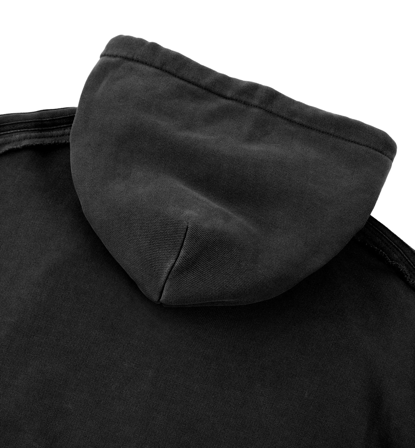 PIT LANE CLOTHING: Snow Washed Tape Raw Edge Hoodie - Black