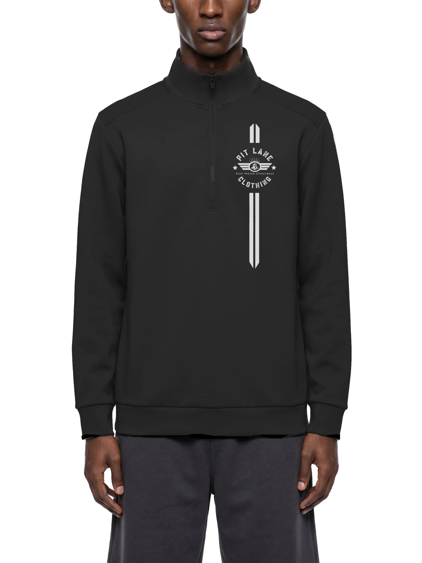 Pit Lane Clothing: Quarter Zip Sweatshirt - White