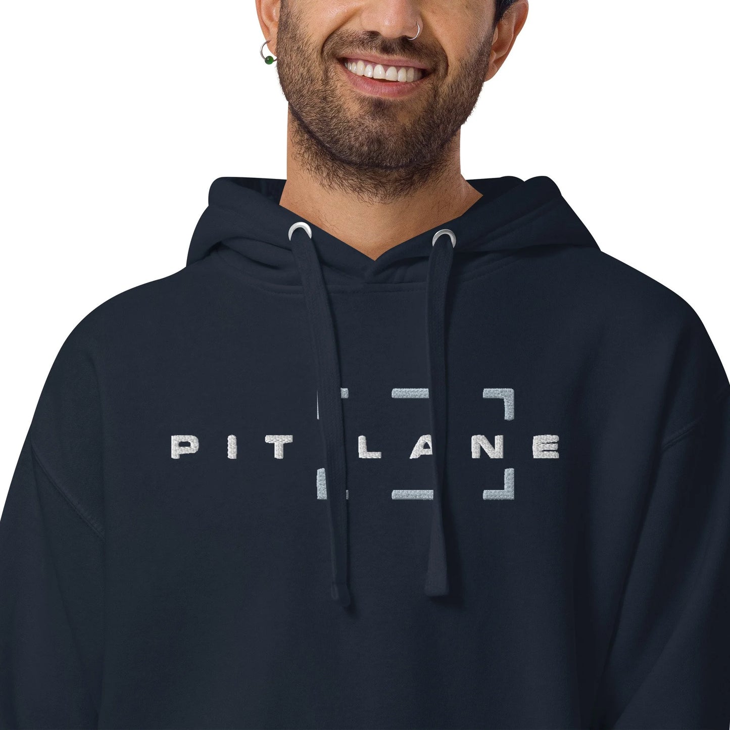 Pit Lane Clothing: Embroidered Heavyweight Fleece Hoodie - Box - Navy