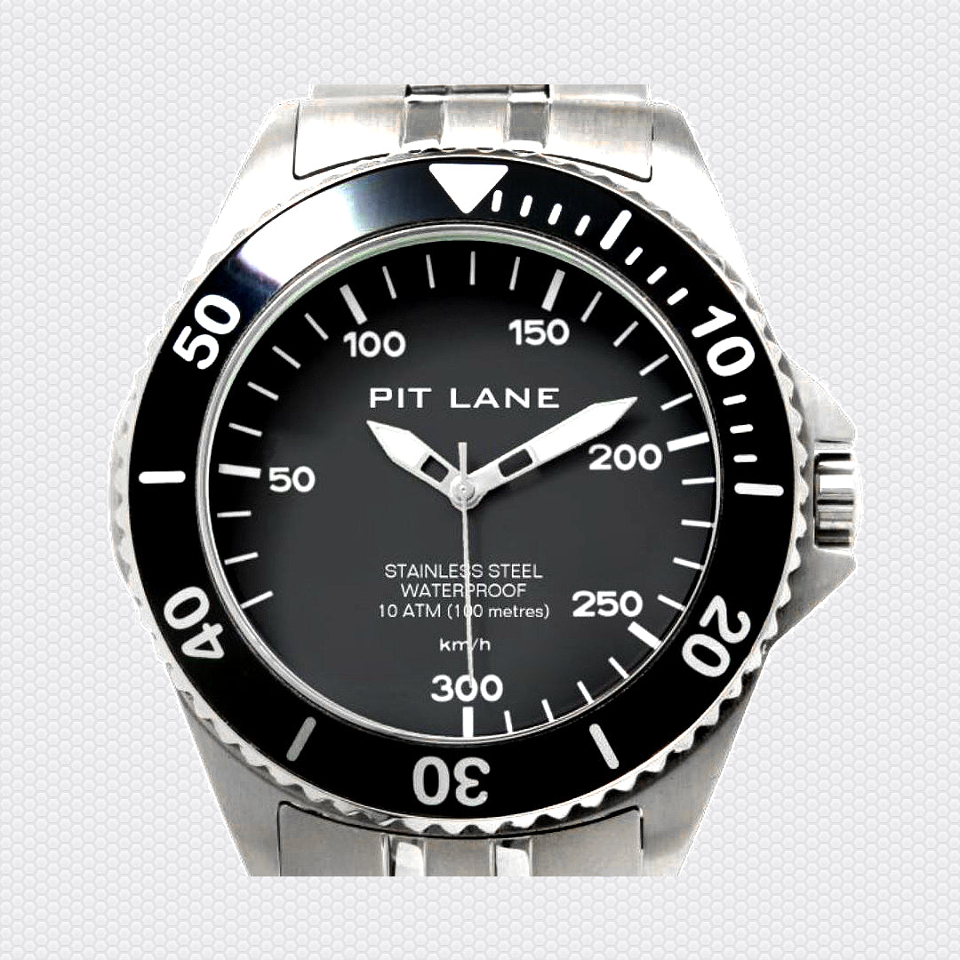 PIT LANE carbon 300 stainless steel watch - water resistant to 100 METERS