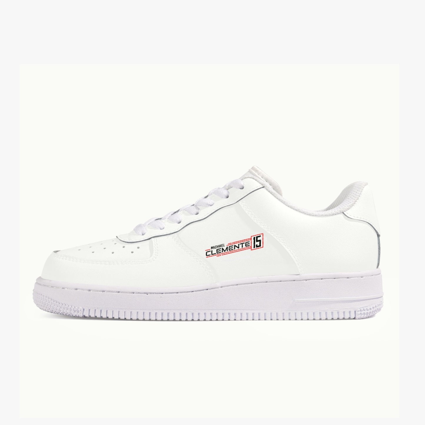 MICHAEL CLEMENTE 15 Low-Top Leather Sports Sneakers - circuit white