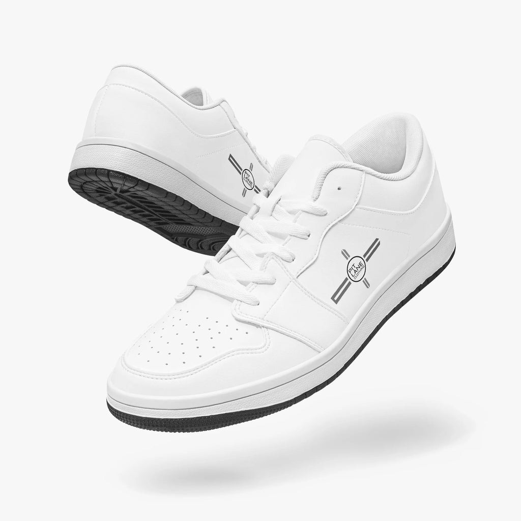 Pit Lane Clothing: 'Chicane' Low Top leather sneakers - white