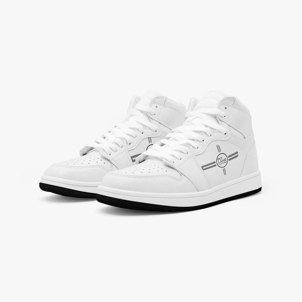 Pit Lane Clothing: 'Slayer' High Top leather sneakers - White