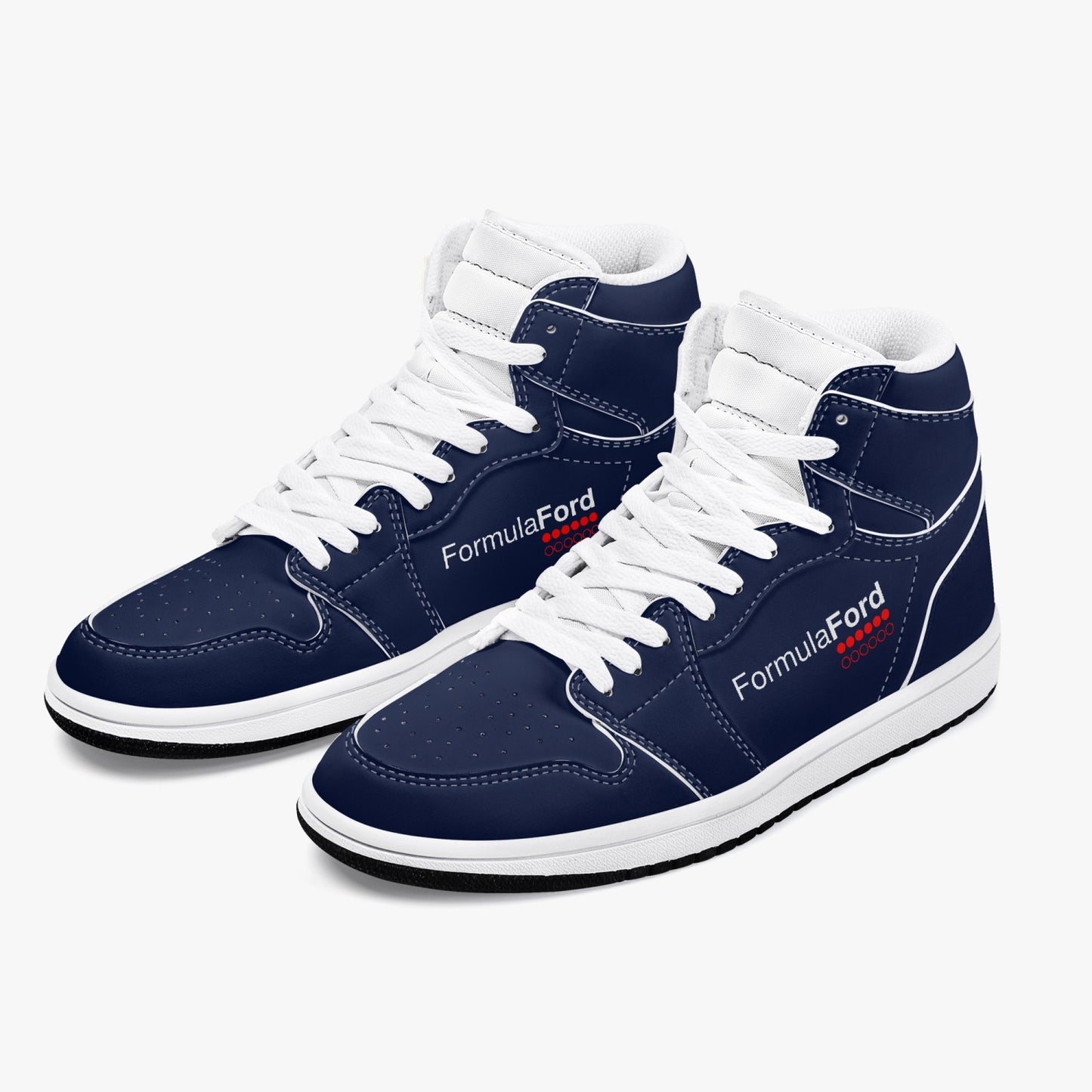 FORMULA FORD Official High-Top Leather Sneakers - Navy