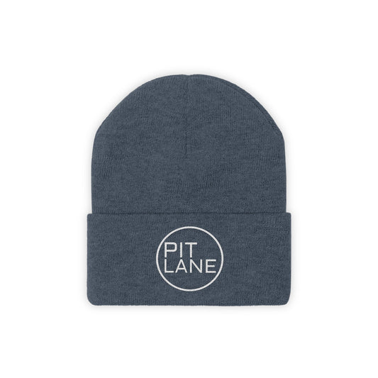 PIT LANE Knit Embroidered 100% Wool Knit Beanie - ocean blue
