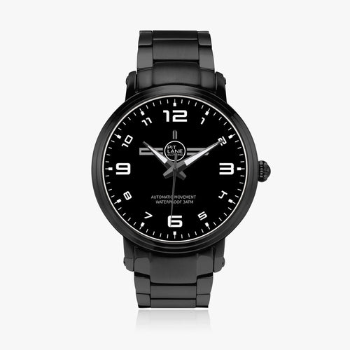 Pit Lane Clothing:  'Blade' stainless steel watch - Black metal band