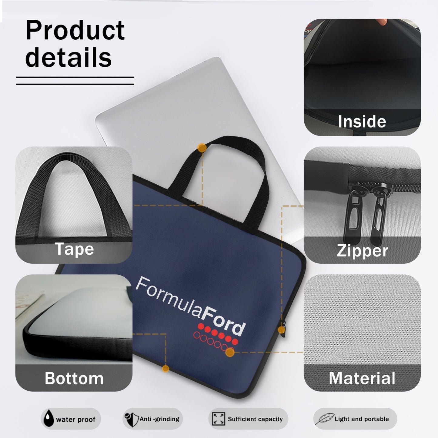 FORMULA FORD Official Waterproof Laptop Sleeve - Navy - 5 SIZES