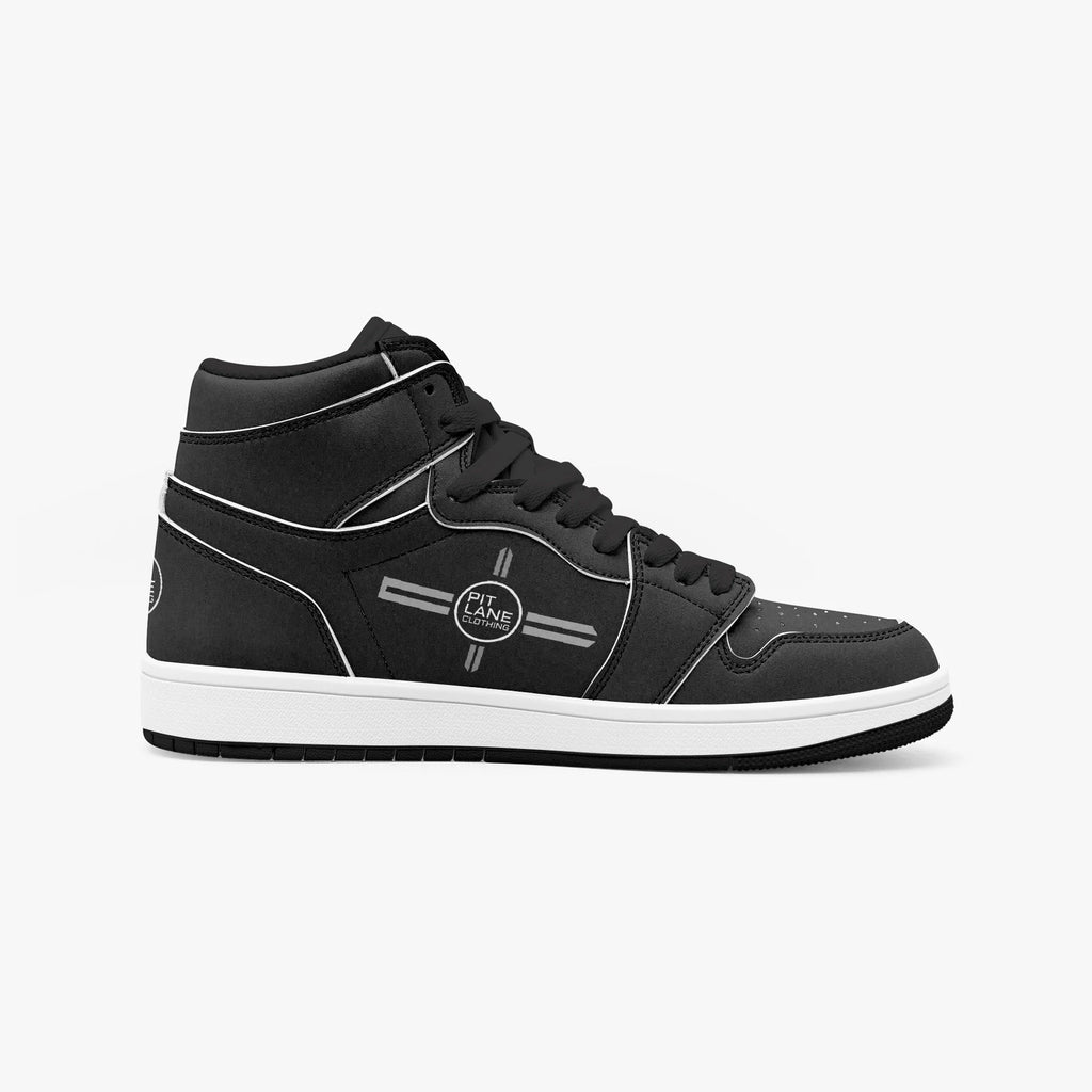 Pit Lane Clothing:  'Stealth' High Top leather sneakers - Full carbon