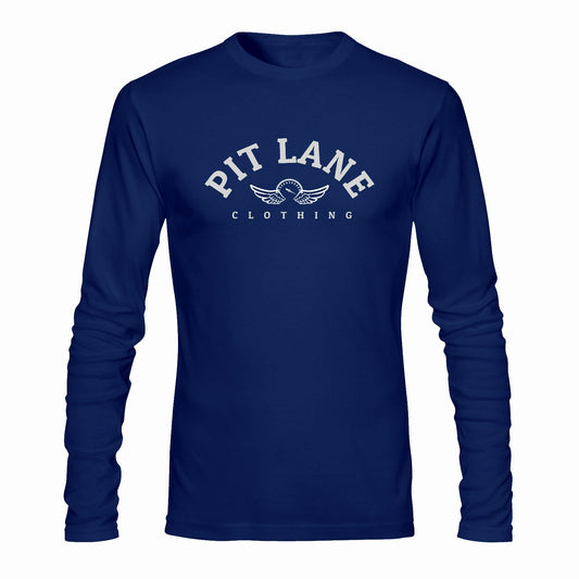 PIT LANE CLOTHING Lightweight 100% Cotton Long Sleeve Tee  - Navy