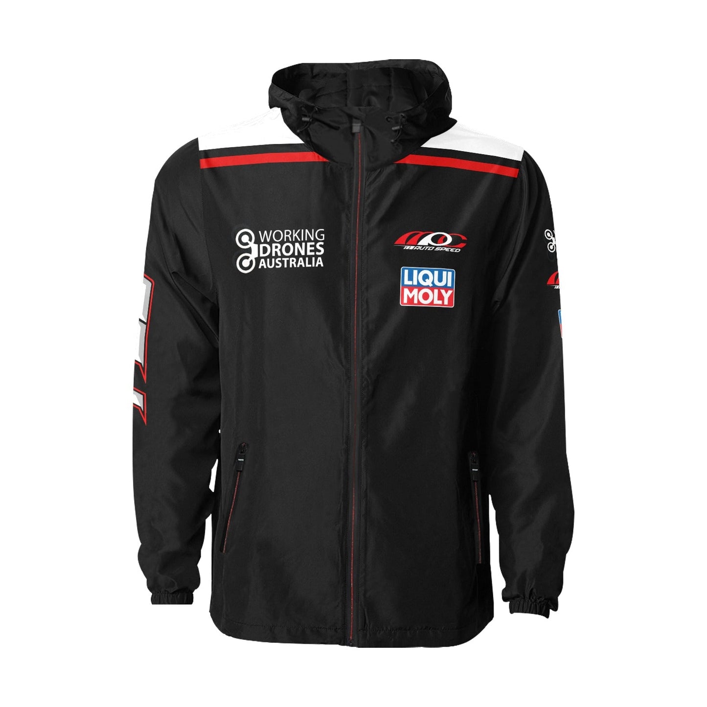 LEE PARTRIDGE RACING Quilted Windbreaker Hooded Waterproof jacket - black