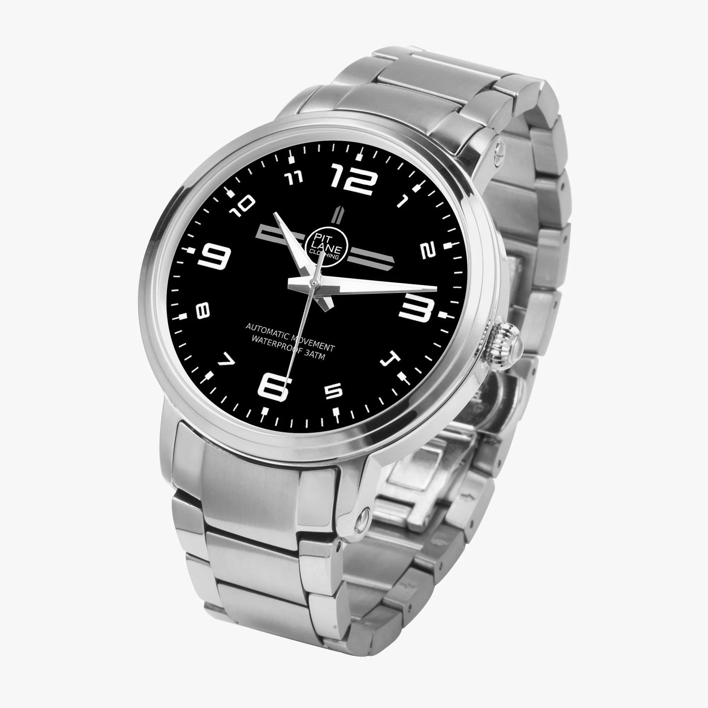 Pit Lane Clothing:  'Blade' stainless steel watch - Silver metal band