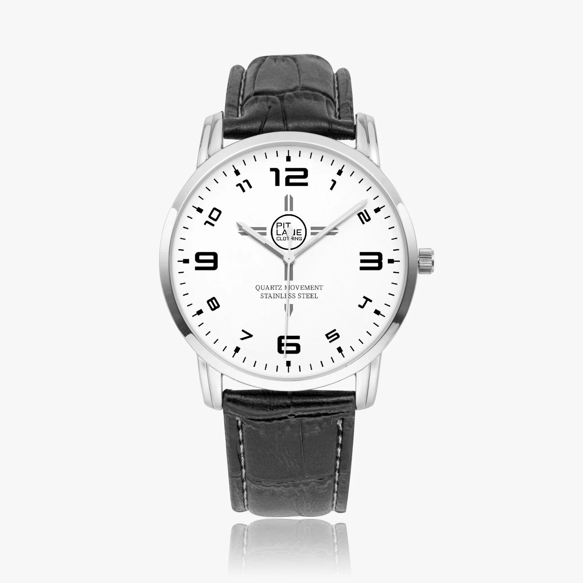 Pit Lane Clothing:  'Sprint' stainless steel watch - Leather strap