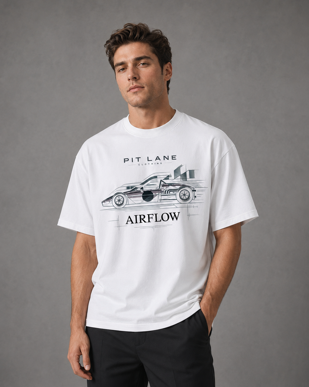 PIT LANE CLOTHING: Premium Cotton T-Shirt - Airflow - White