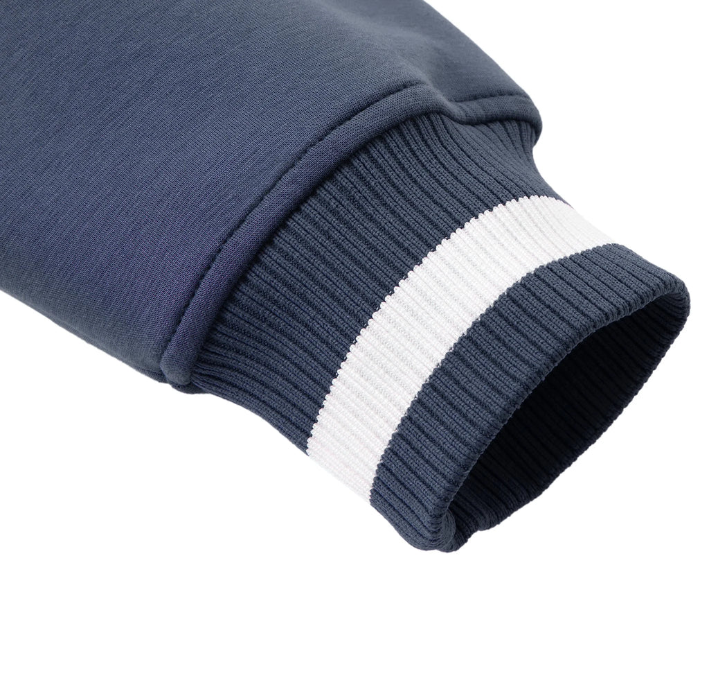 Pit Lane Clothing: Contrast Piping Zip Bomber Jacket - Navy Blue