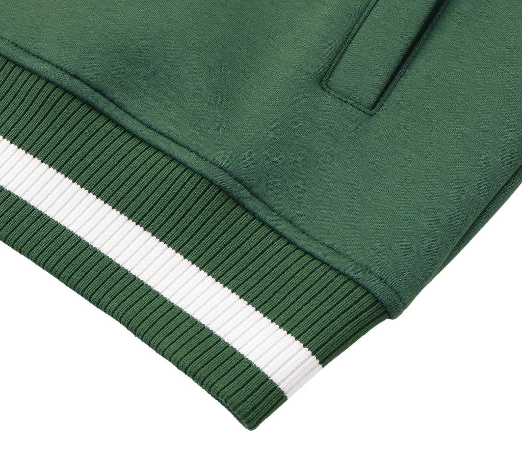 Pit Lane Clothing: Contrast Piping Zip Bomber Jacket - British Racing Green
