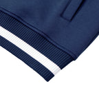 Pit Lane Clothing: Contrast Piping Zip Bomber Jacket - Navy Blue