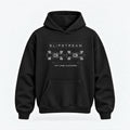 A black pullover hoodie with a white graphic print on the chest featuring the text 'SLIPSTREAM' and 'PIT LANE CLOTHING' with a technical schematic of two cars. The hoodie is displayed on a clean, light gray background.