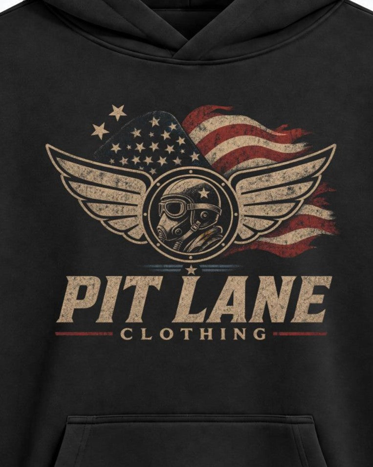 'USA Pilot' 350 GSM Hoodie - Black