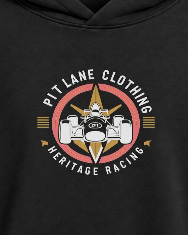 'Heritage Racer' 350 GSM Hoodie - Black