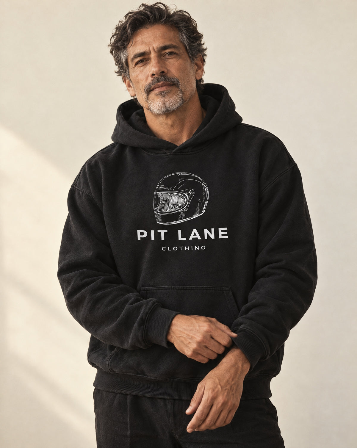 'Helmet' 350 GSM Hoodie - Black