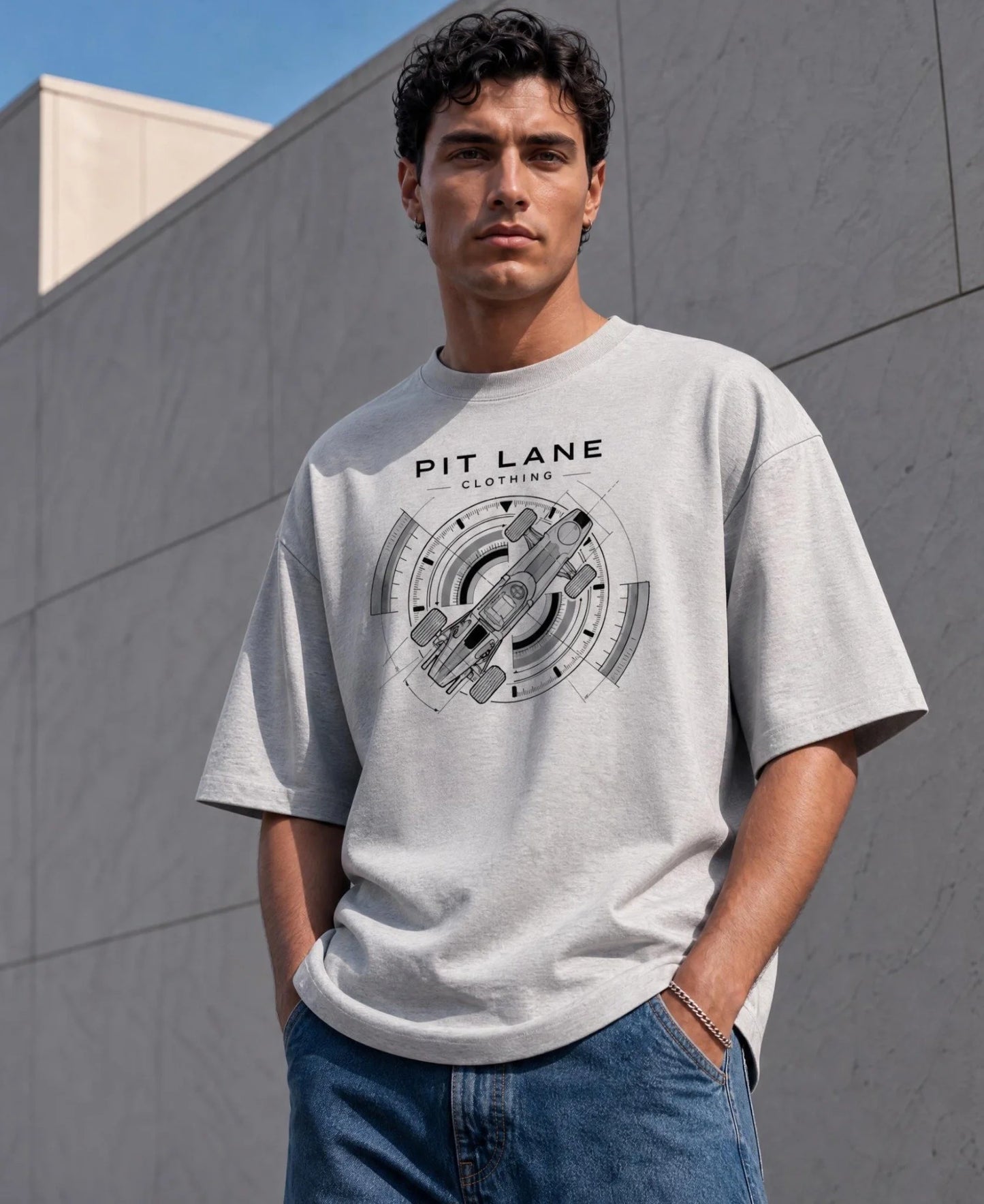 Pit Lane Clothing: Pure Cotton T-Shirt - Original - grey