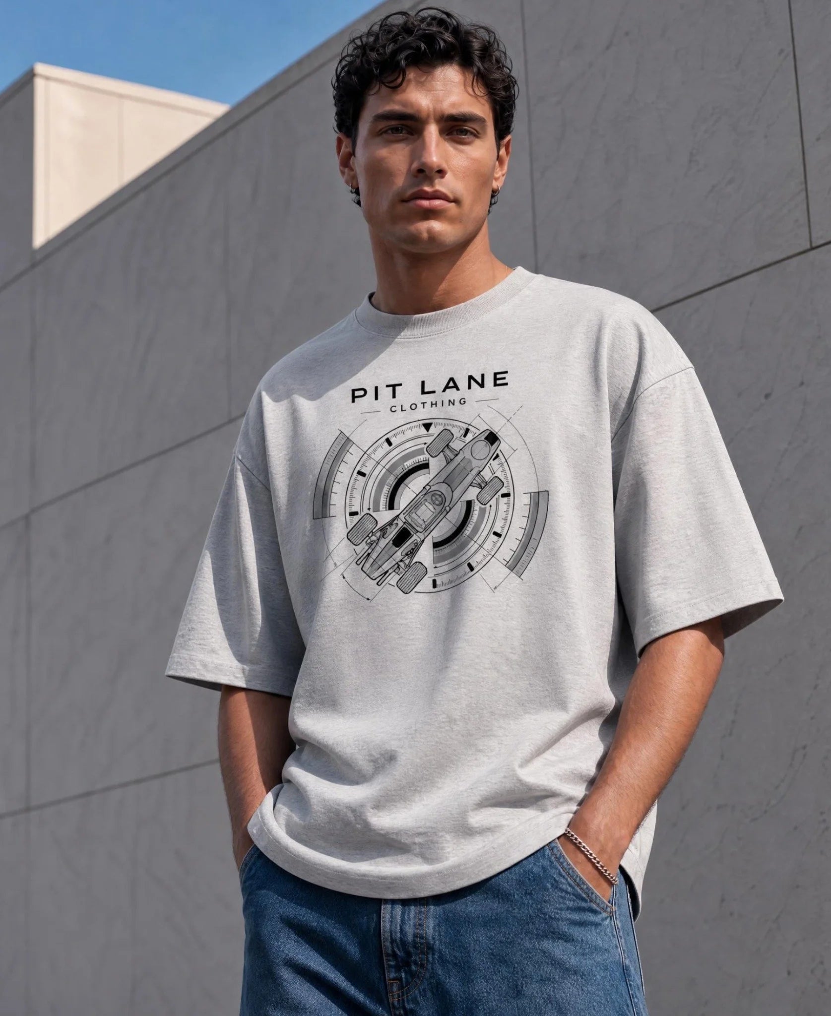 PIT LANE CLOTHING: A Racer’s Tee — Grey Premium Cotton T-Shirt