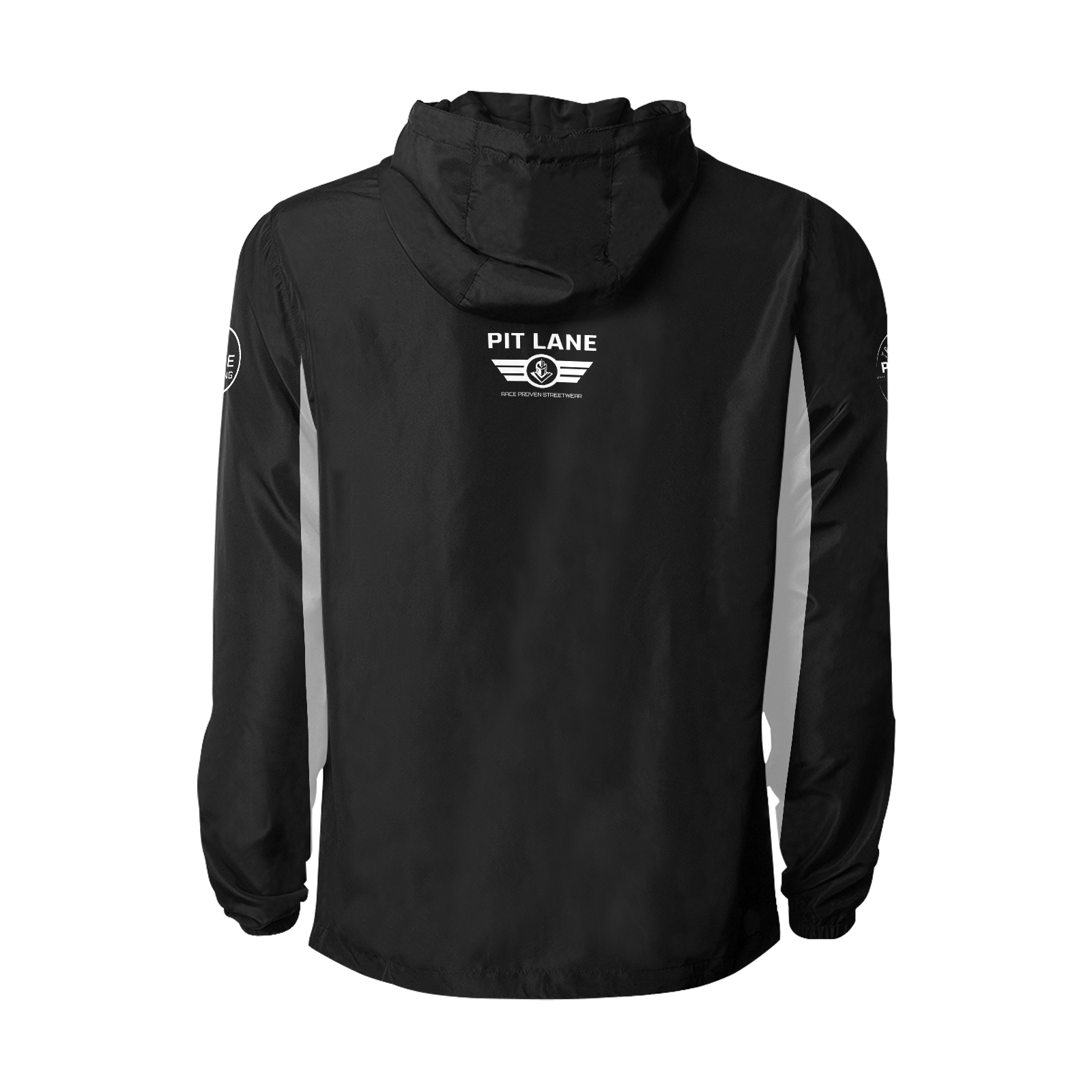 Racing Jacket – Hooded with Quilted Lining – Black & Silver | PIT LANE CLOTHING