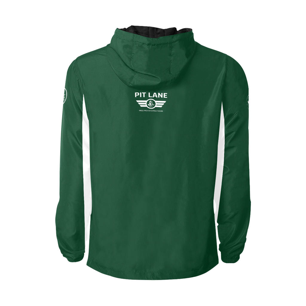 Racing Jacket – Hooded with Quilted Lining – British Racing Green & White | PIT LANE CLOTHING