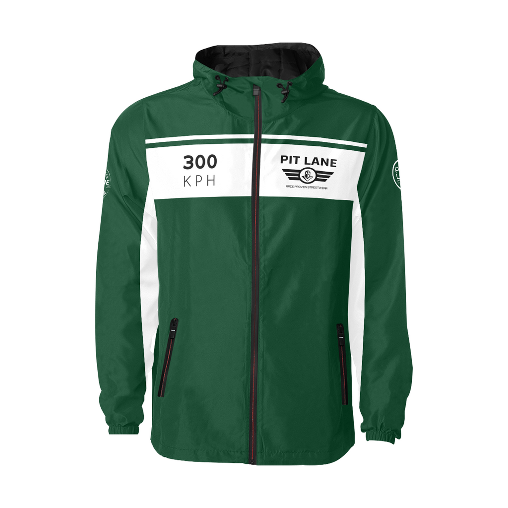 Racing Jacket – Hooded with Quilted Lining – British Racing Green & White | PIT LANE CLOTHING