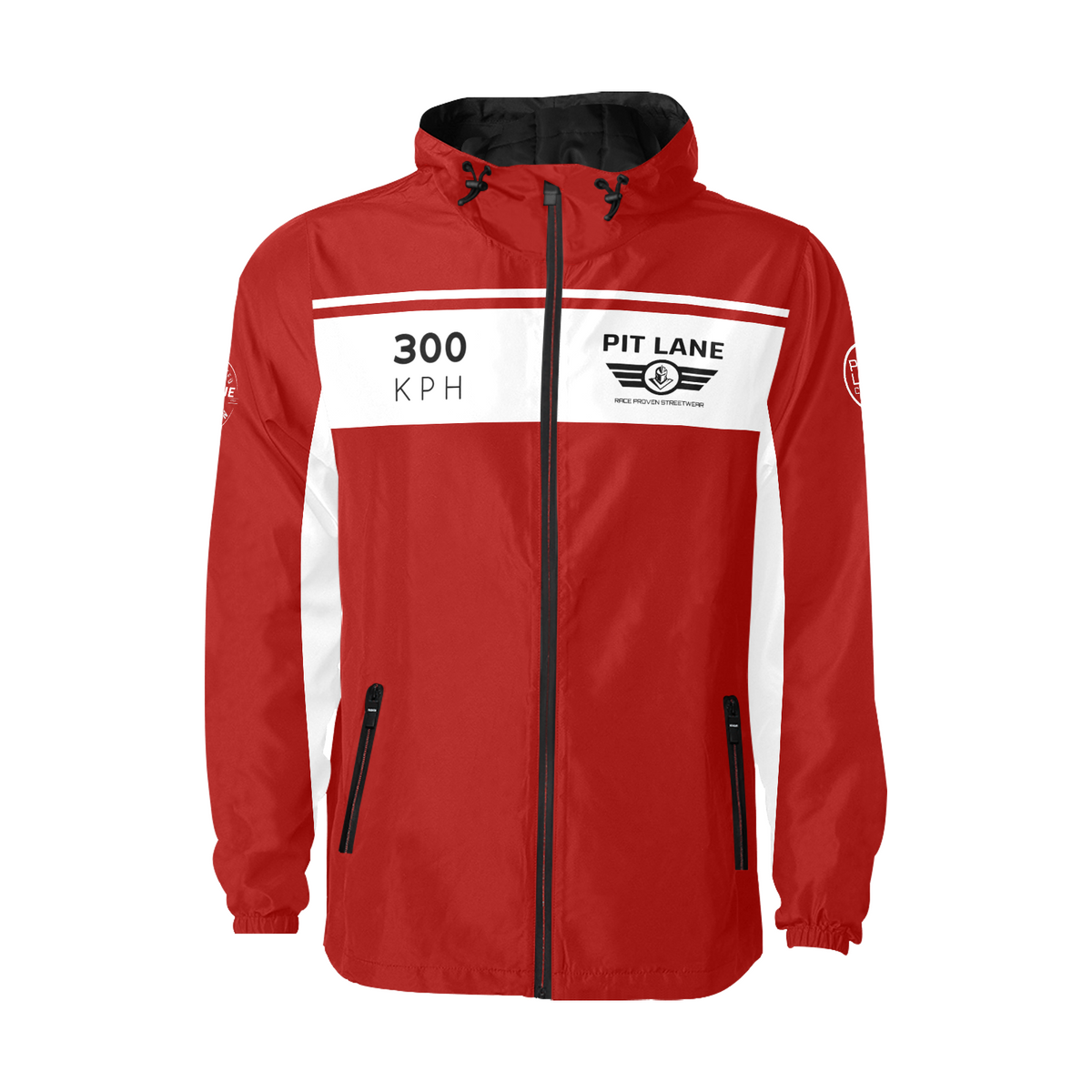 Racing Jacket – Hooded with Quilted Lining – Red & White | PIT LANE CLOTHING