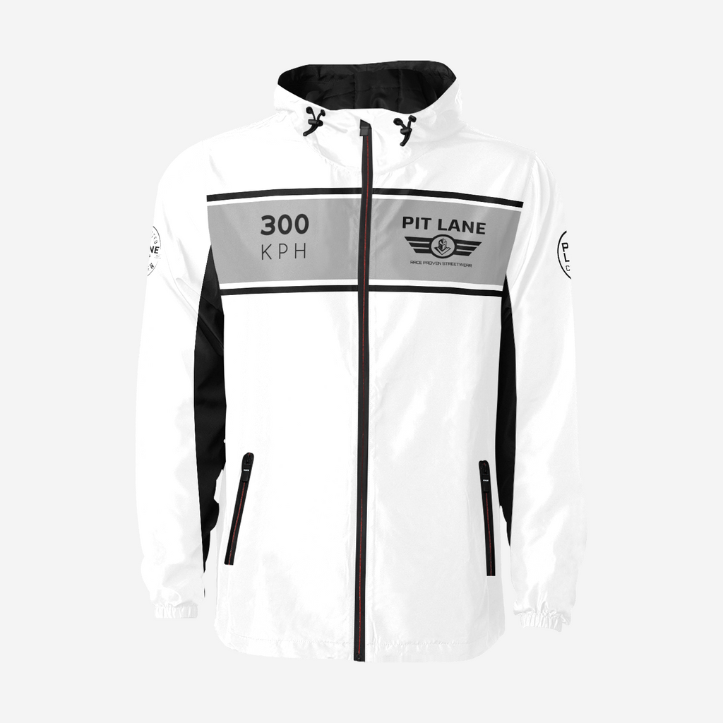 Racing Jacket – Hooded with Quilted Lining – White & Silver | PIT LANE CLOTHING