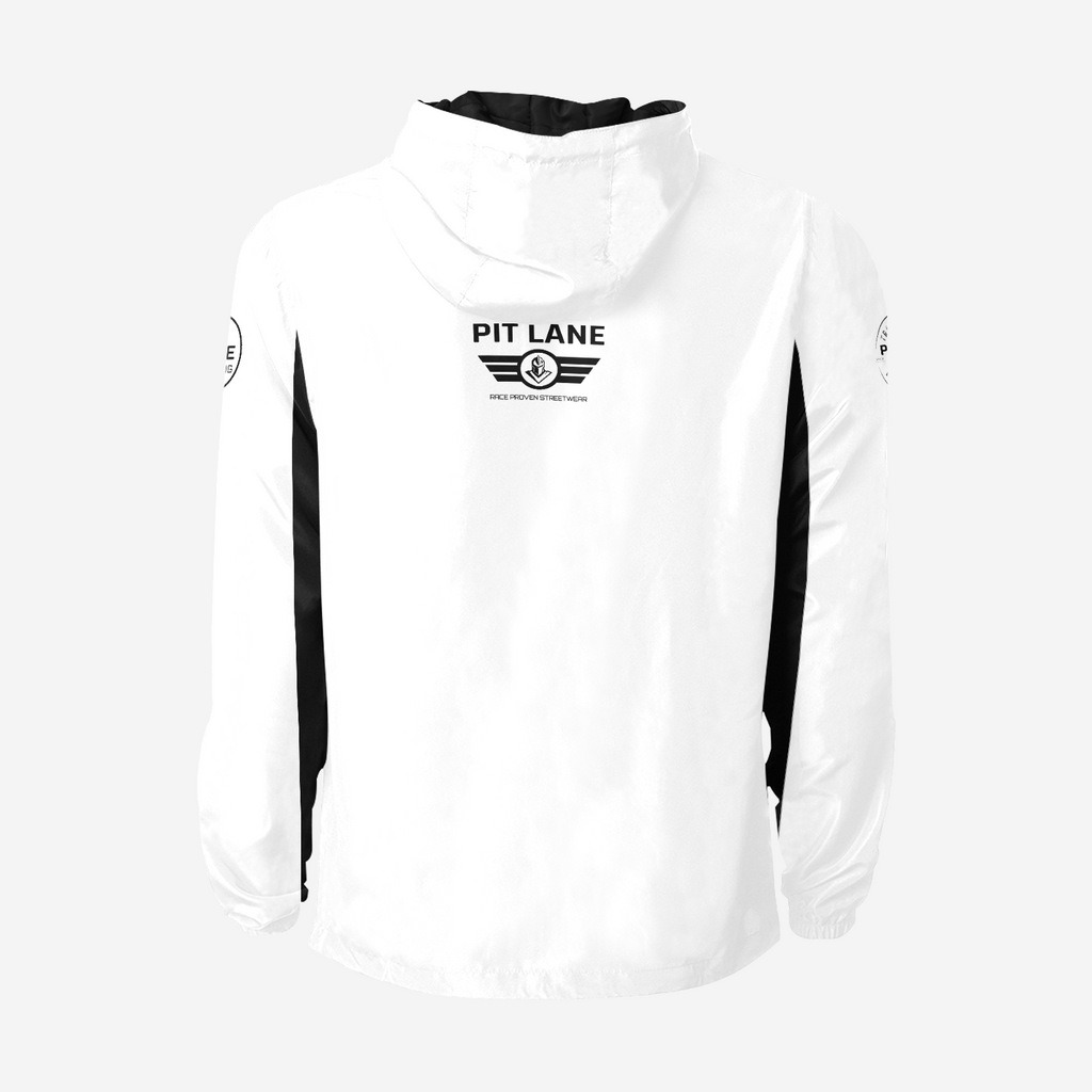 Racing Jacket – Hooded with Quilted Lining – White & Silver | PIT LANE CLOTHING