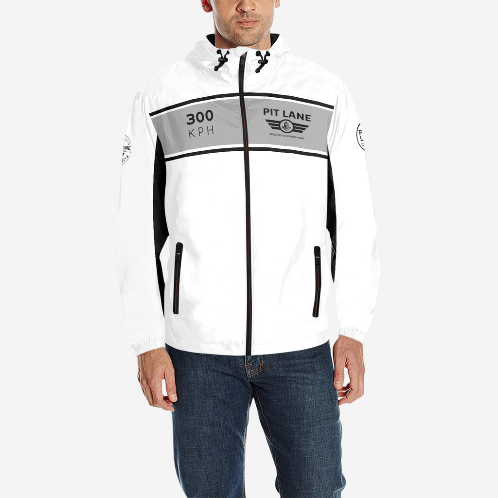 Racing Jacket – Hooded with Quilted Lining – White & Silver | PIT LANE CLOTHING