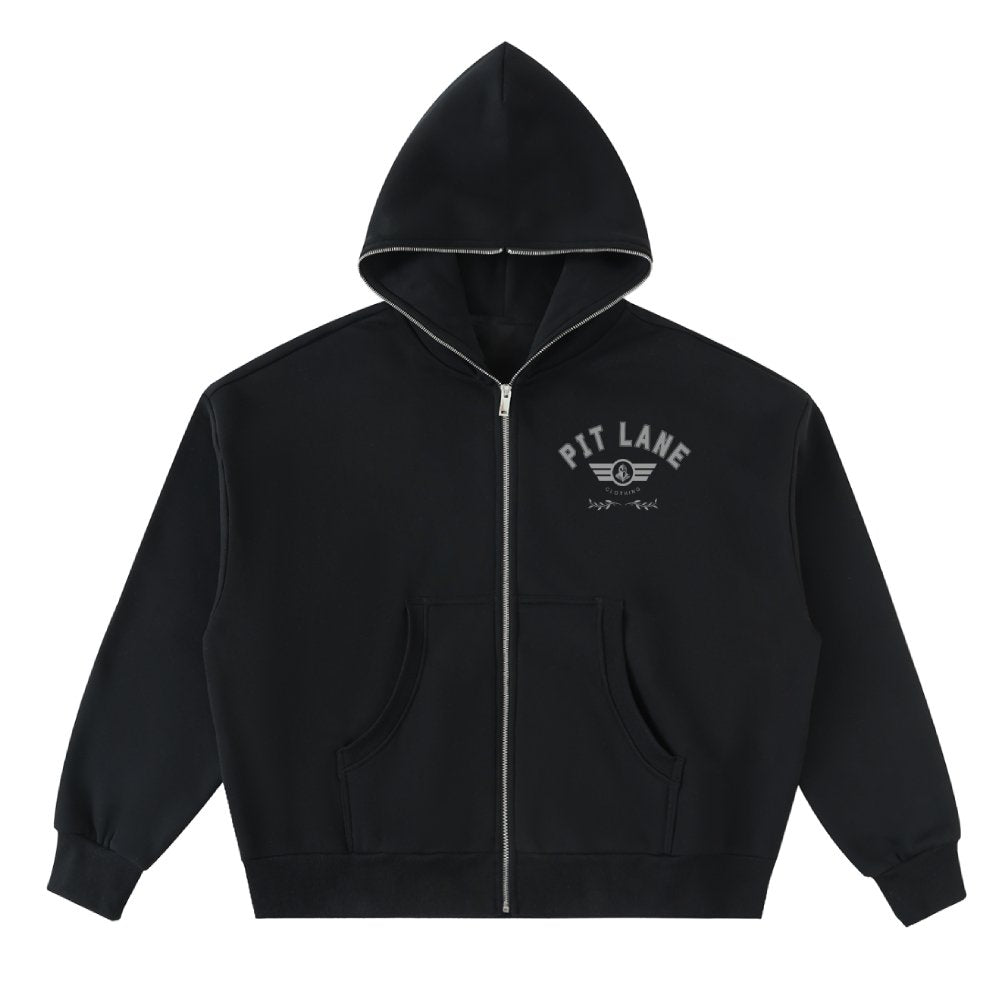 Pit Lane Clothing: Fleeced Full-Zip Boxy Hoodie