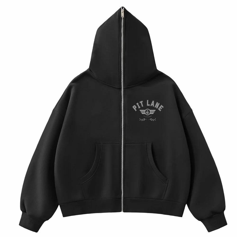 Pit Lane Clothing: Fleeced Full-Zip Boxy Hoodie
