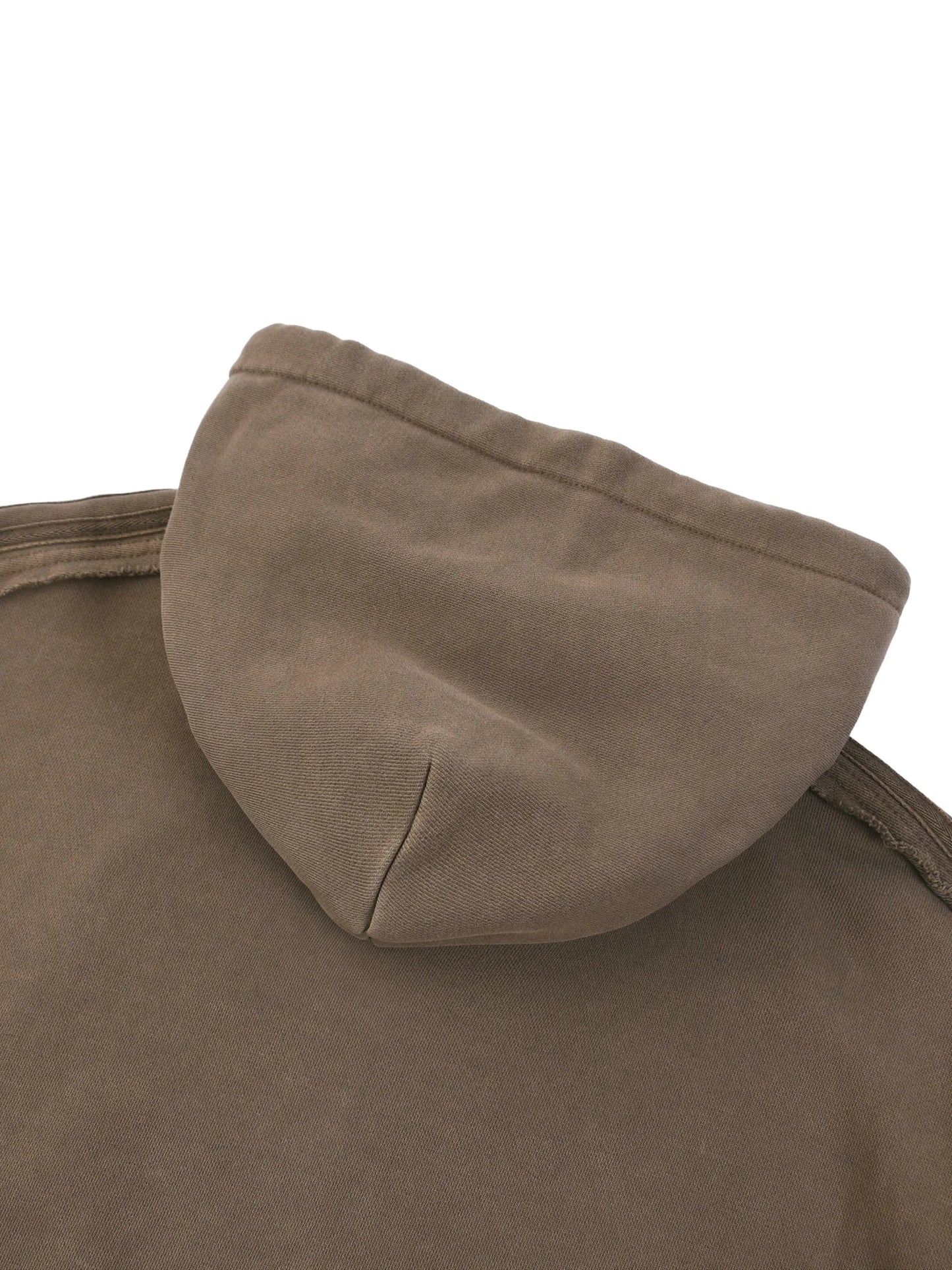 PIT LANE CLOTHING: Snow Washed Tape Raw Edge Hoodie - Brown