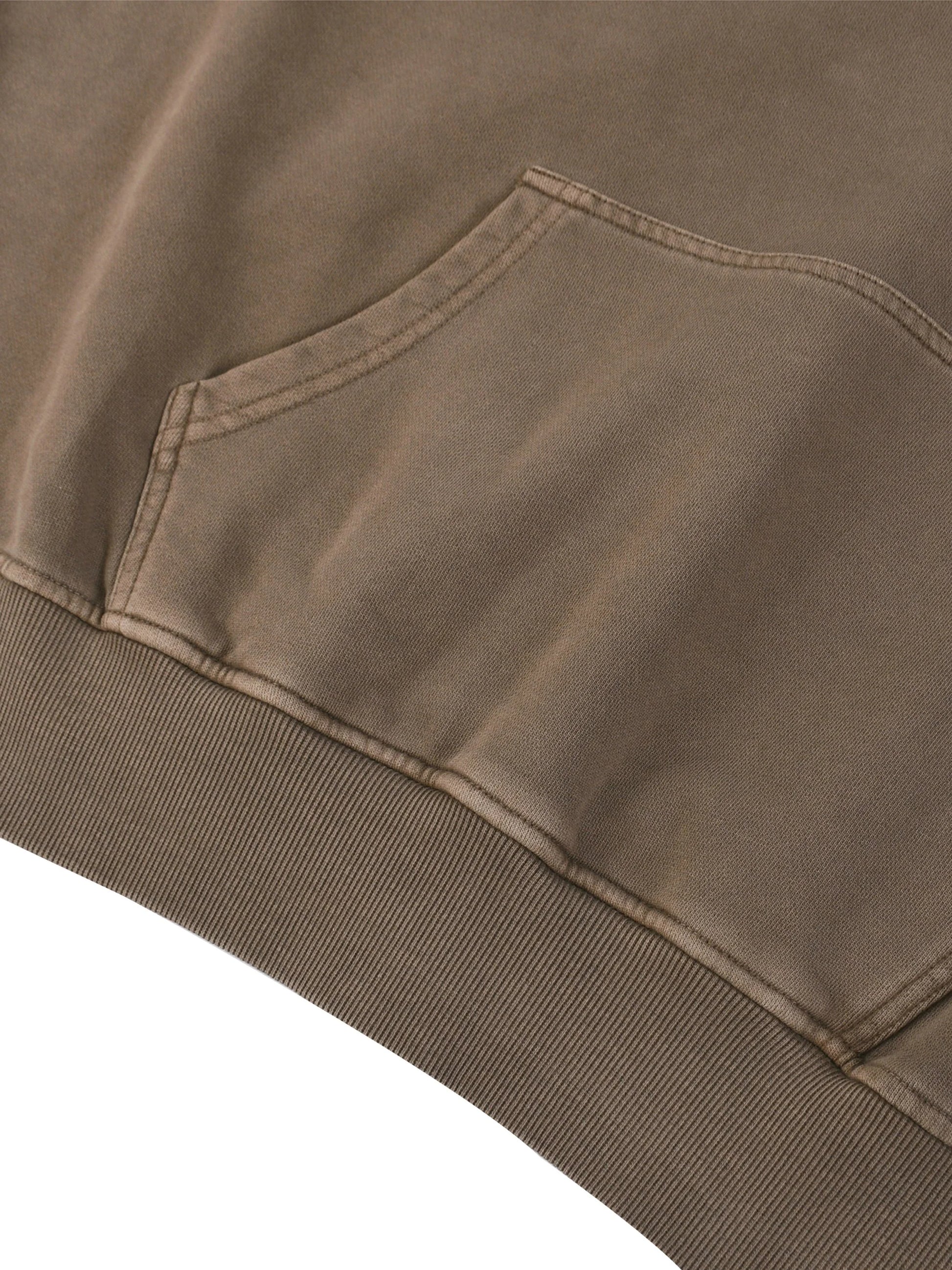 PIT LANE CLOTHING: Snow Washed Tape Raw Edge Hoodie - Brown