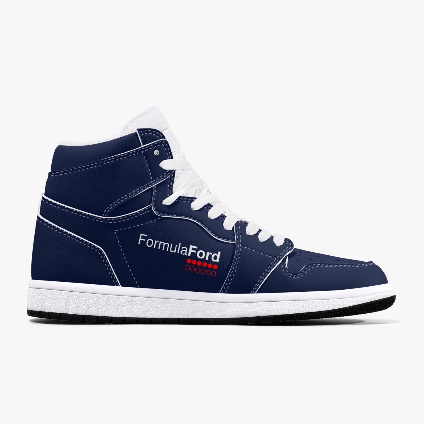FORMULA FORD Official High-Top Leather Sneakers - Navy