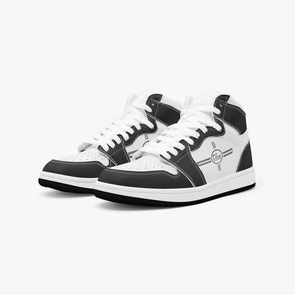 Pit Lane Clothing: Dominator High Top leather sneakers - white stitch