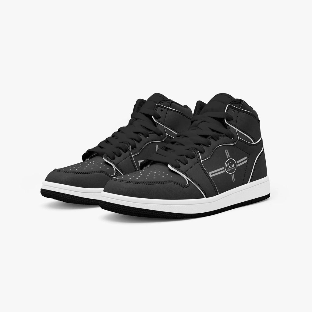 Pit Lane Clothing:  'Stealth' High Top leather sneakers - Full carbon