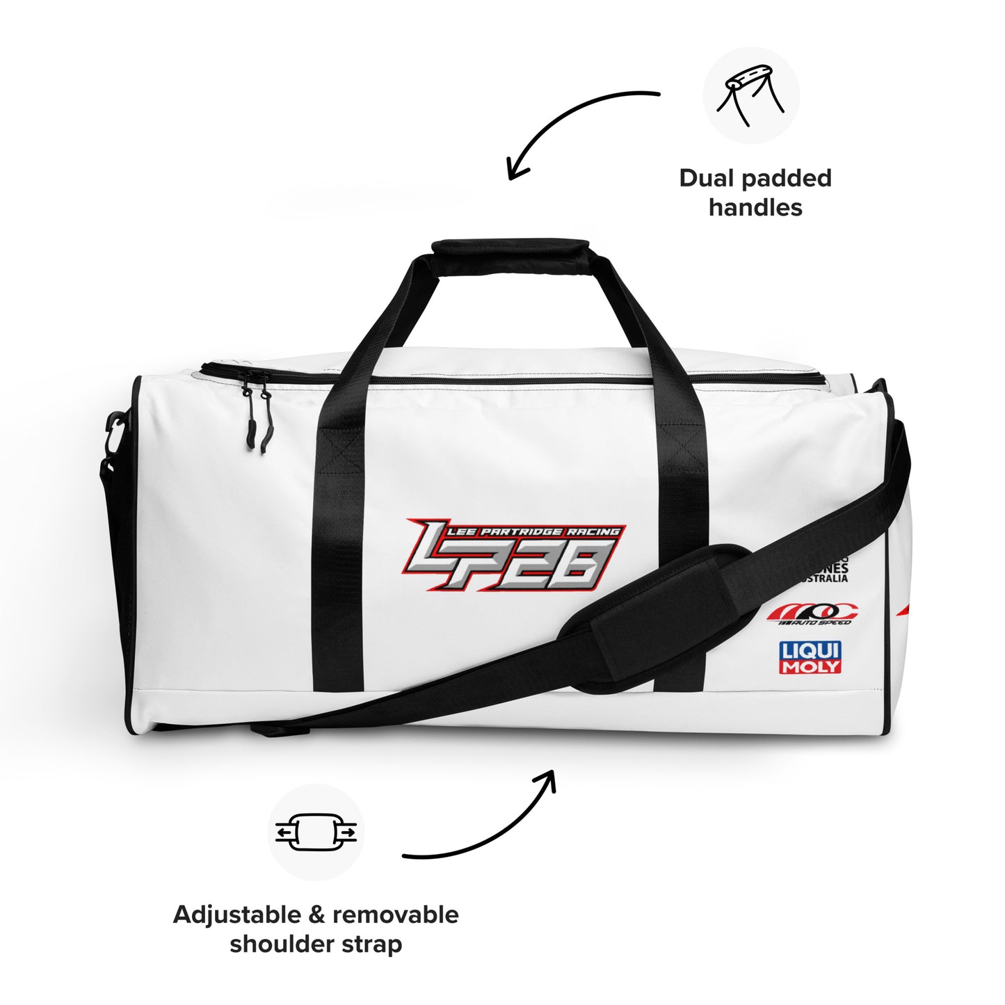 LEE PARTRIDGE RACING Duffle bag - with logos / white