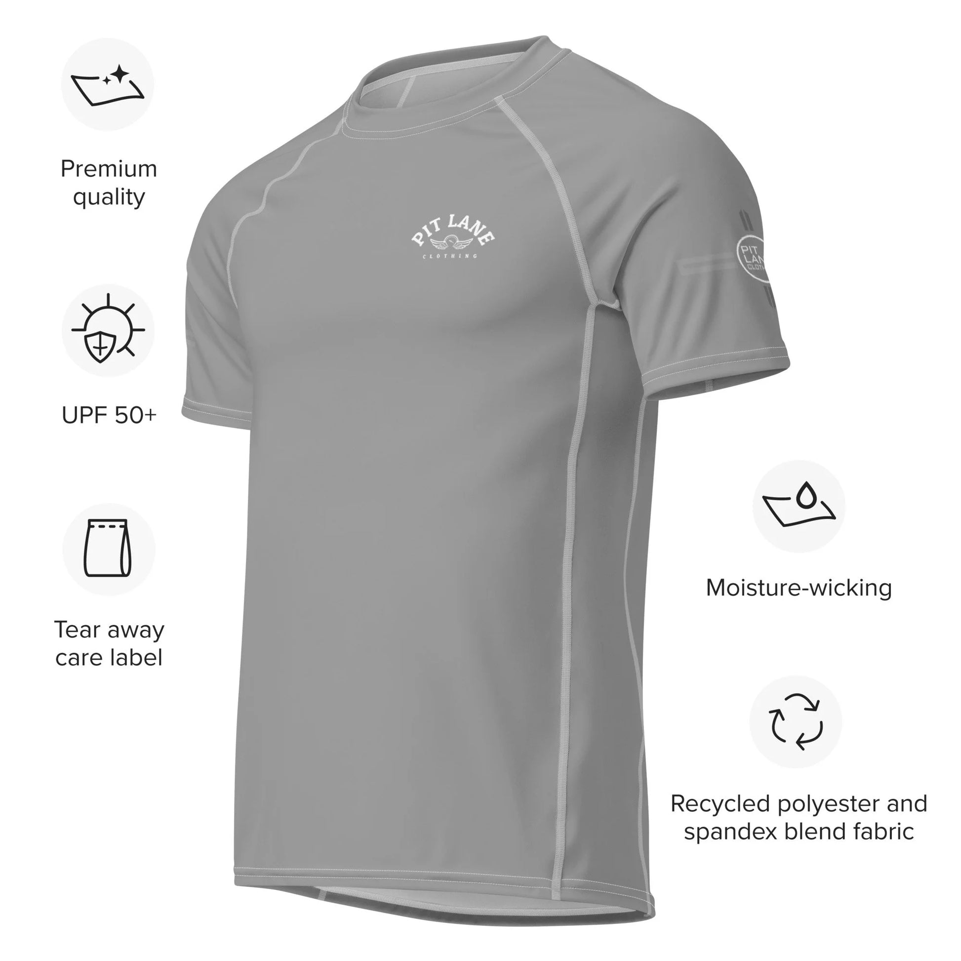 Pit Lane Clothing: UPF 50+ protection Performance Active Tee - Titanium