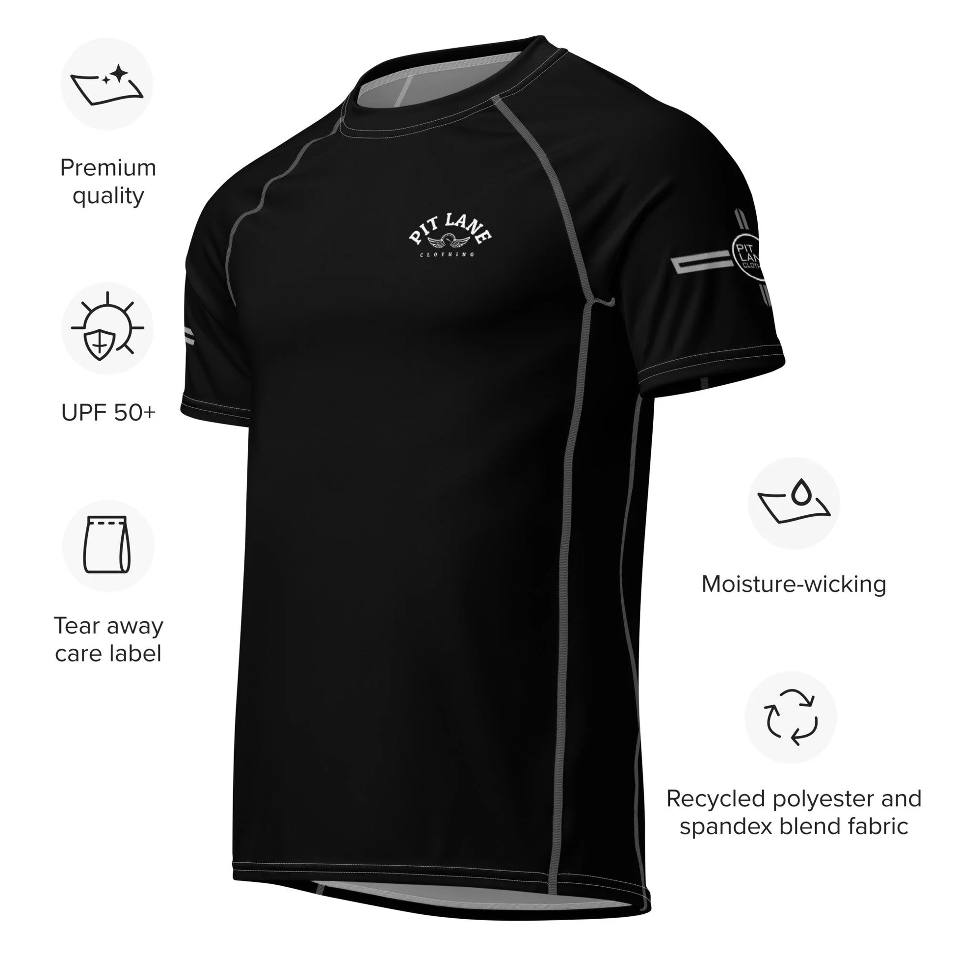 Pit Lane Clothing: UPF 50+ protection Performance Active Tee - carbon