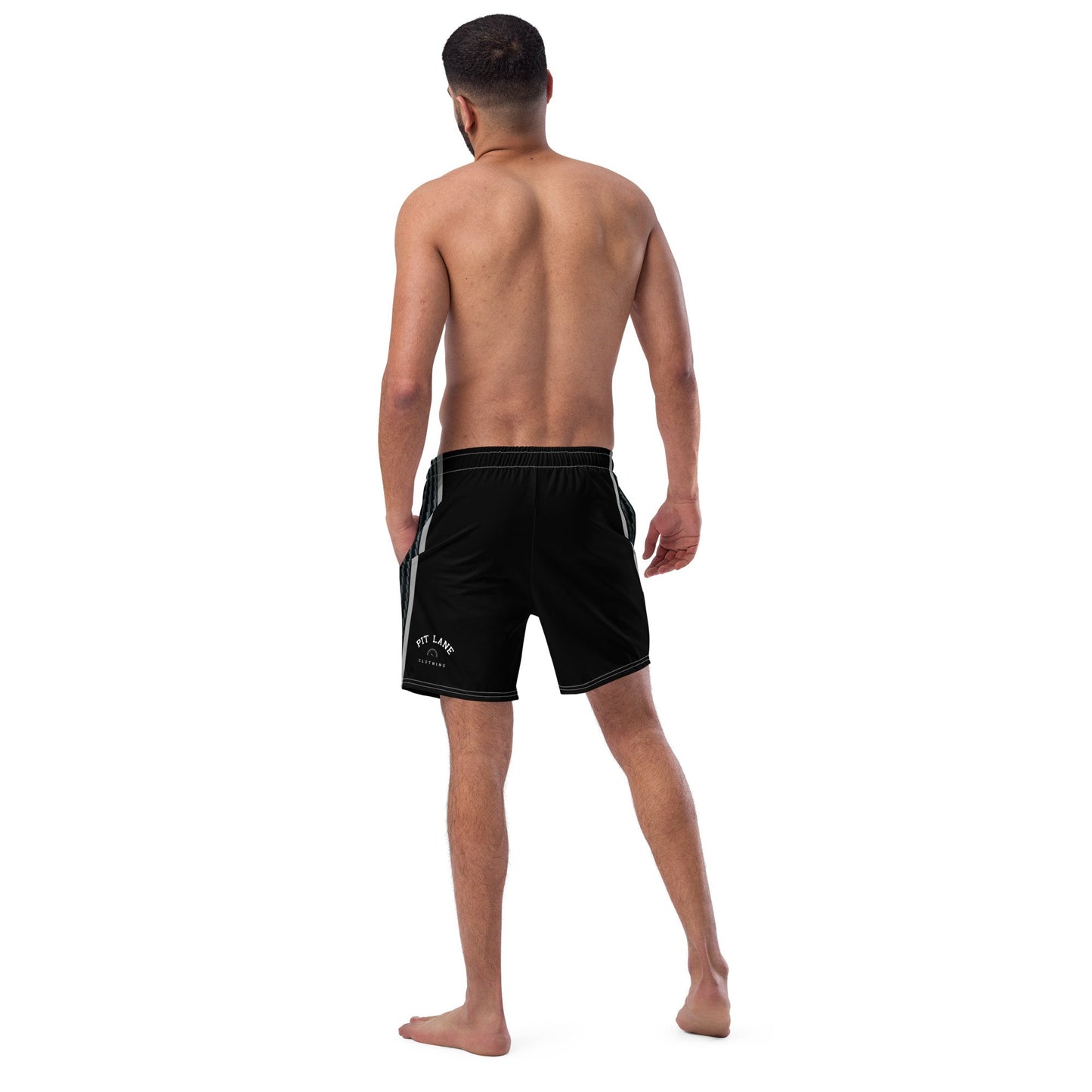 Pit Lane Clothing: European style swim trunks- Carbon fibre /black