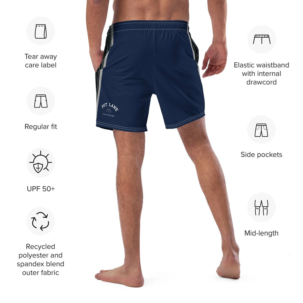 Pit Lane Clothing: European style swim trunks - Carbon fibre / Navy