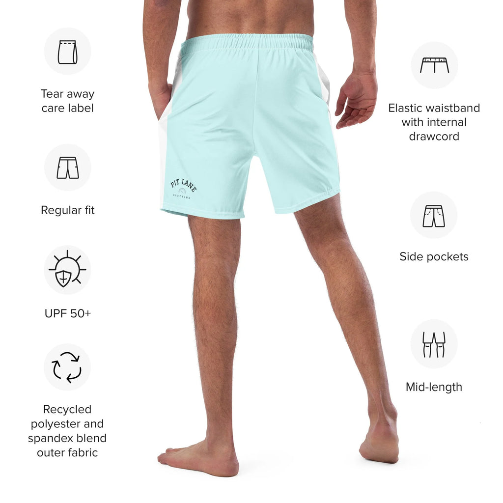 Pit Lane Clothing: European style swim trunks - Carbon fibre / Mint