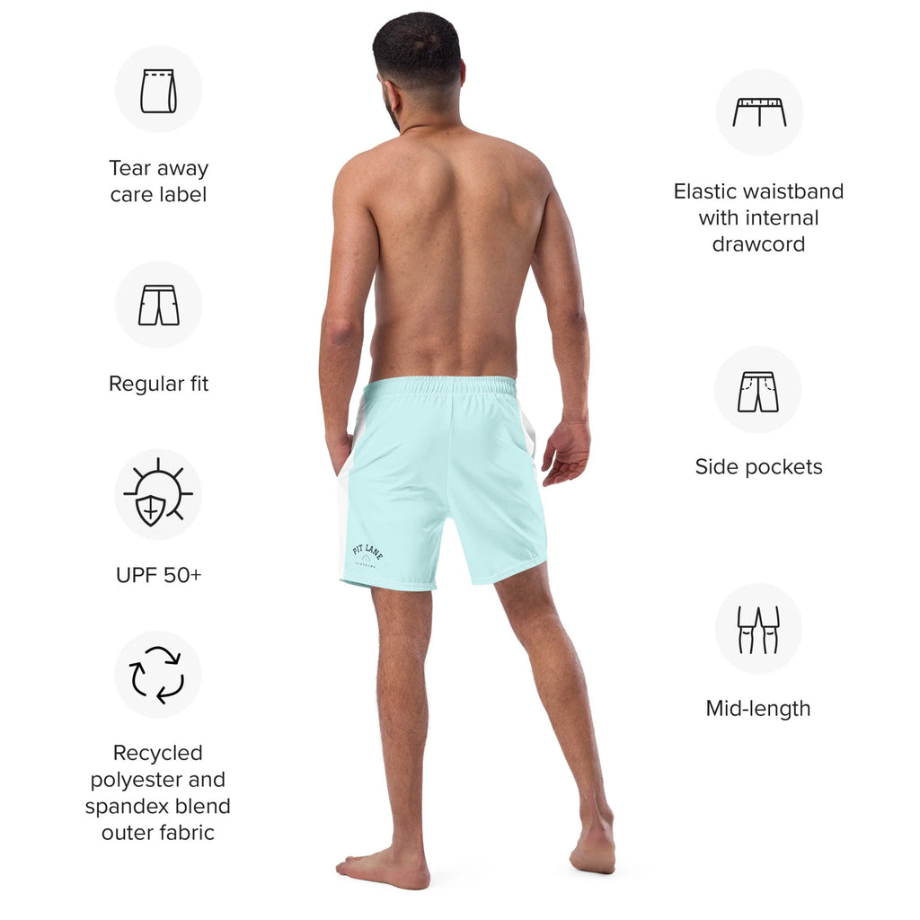 Pit Lane Clothing: European style swim trunks - Carbon fibre / Mint
