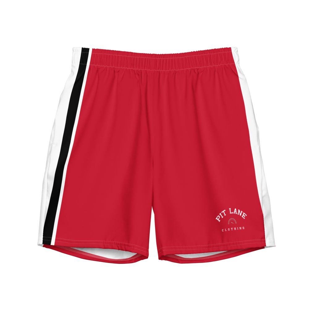 Pit Lane Clothing: European style swim trunks - Red flag
