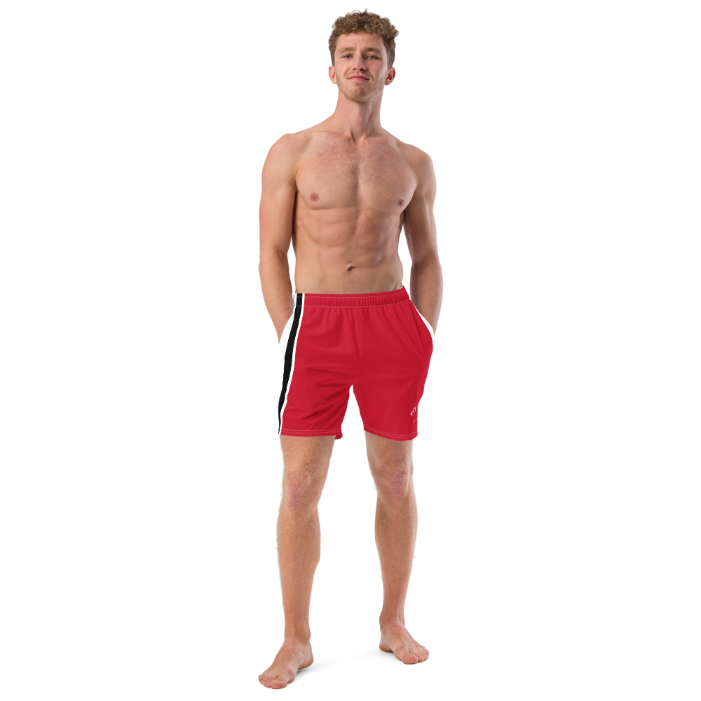Pit Lane Clothing: European style swim trunks - Red flag
